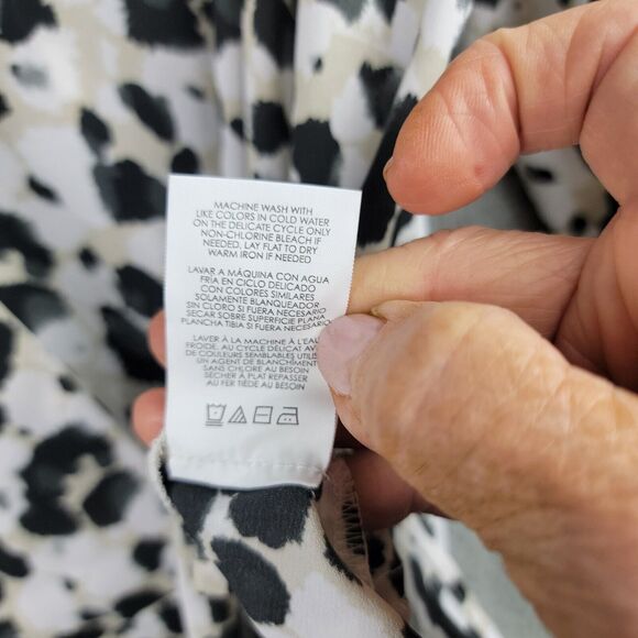 CAbi Blouse Womens Small Office Siren Ruched Sleeves Peplum V Neck Leopard Wrap - Picture 6 of 14